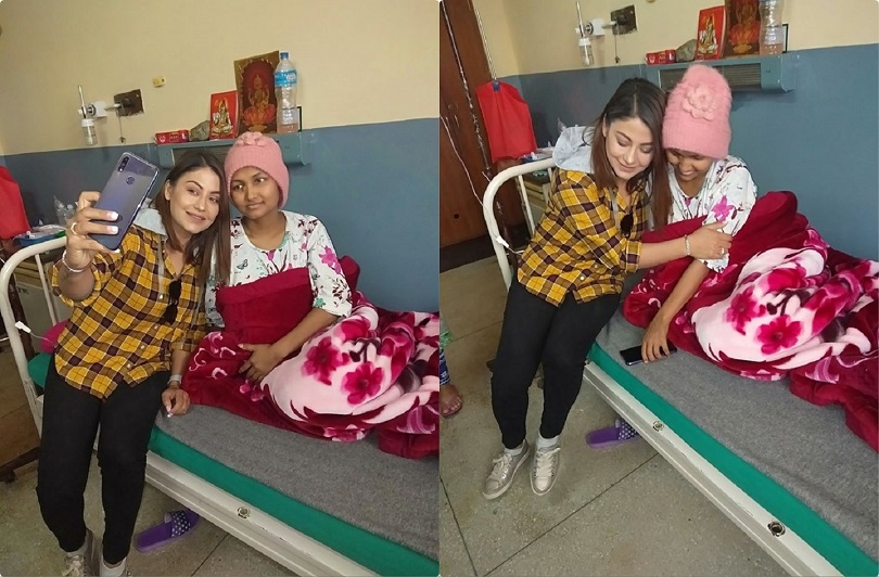 क्यान्सर पीडित दिनालाई श्वेताको उपहार 