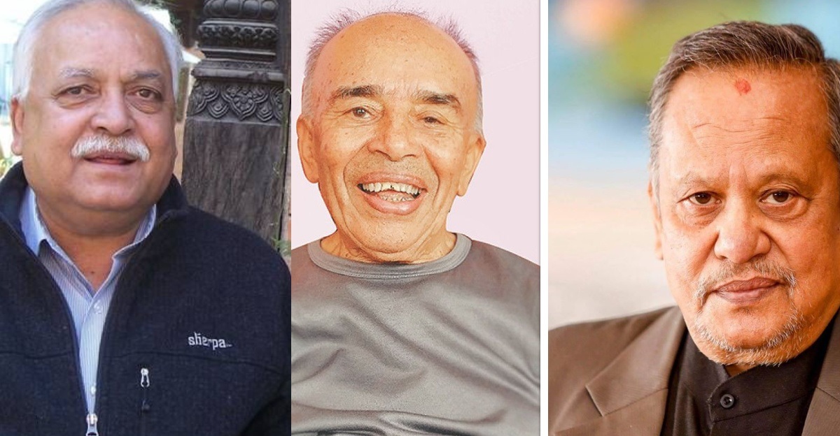 नेपाल मिडिया अवार्डले भैरव रिसाल, नीर शाह र किशोर नेपाललाई सम्मान गर्दै