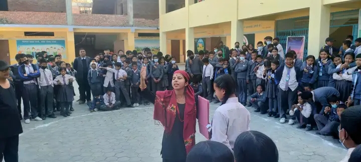 "दृश्य सादृश्य" को प्रस्तुतिमा नाटक "अभिप्सा" काठमाडौँका विभिन्न  स्कुलहरूमा मञ्चन