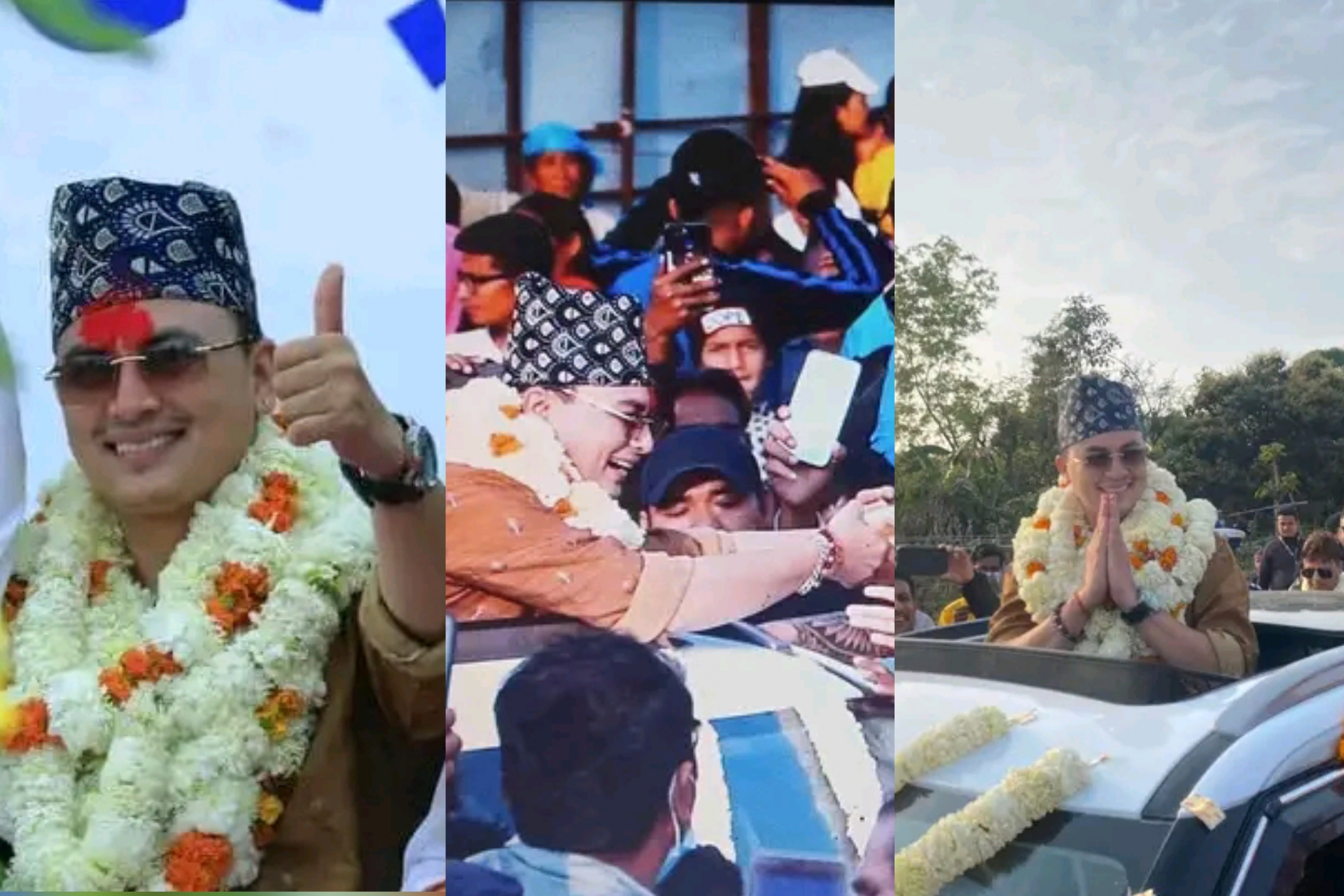 सिँगारिएको गाडीमा पलको गृह जिल्लामा भव्य स्वागत